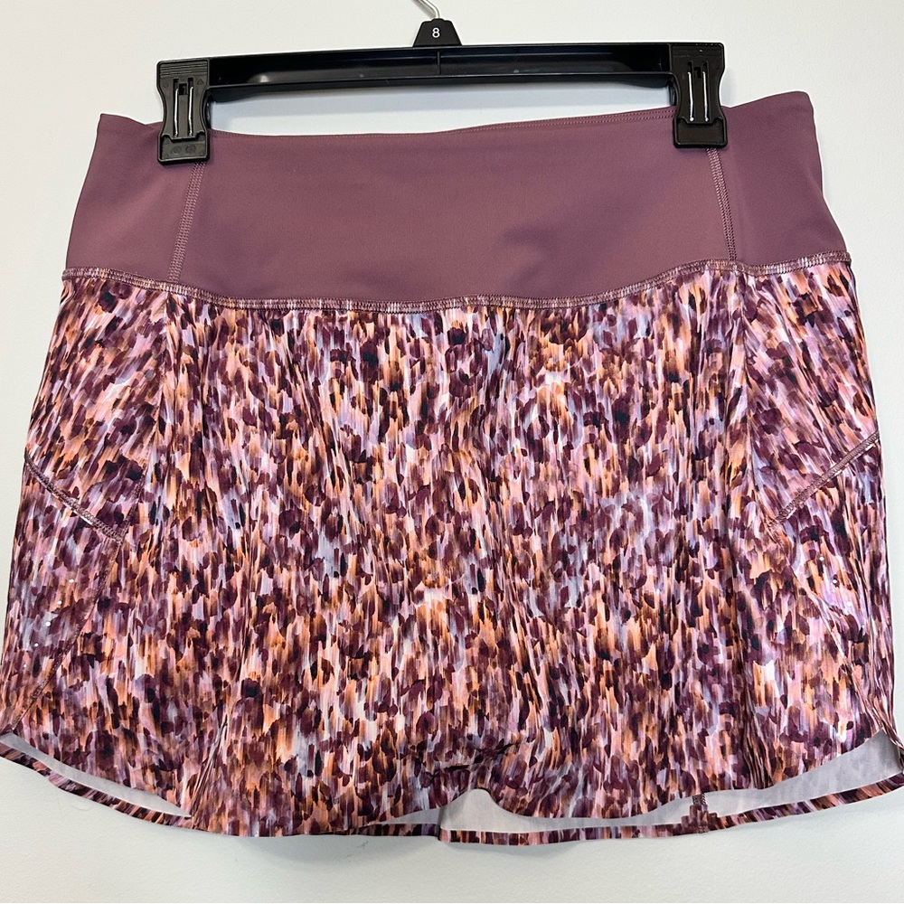 Athleta Run With It Skort 14" Purple Abstract Print Athletic Mini Skirt Size M